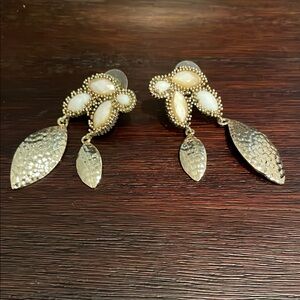 Elegant Gold and Cream Earrings